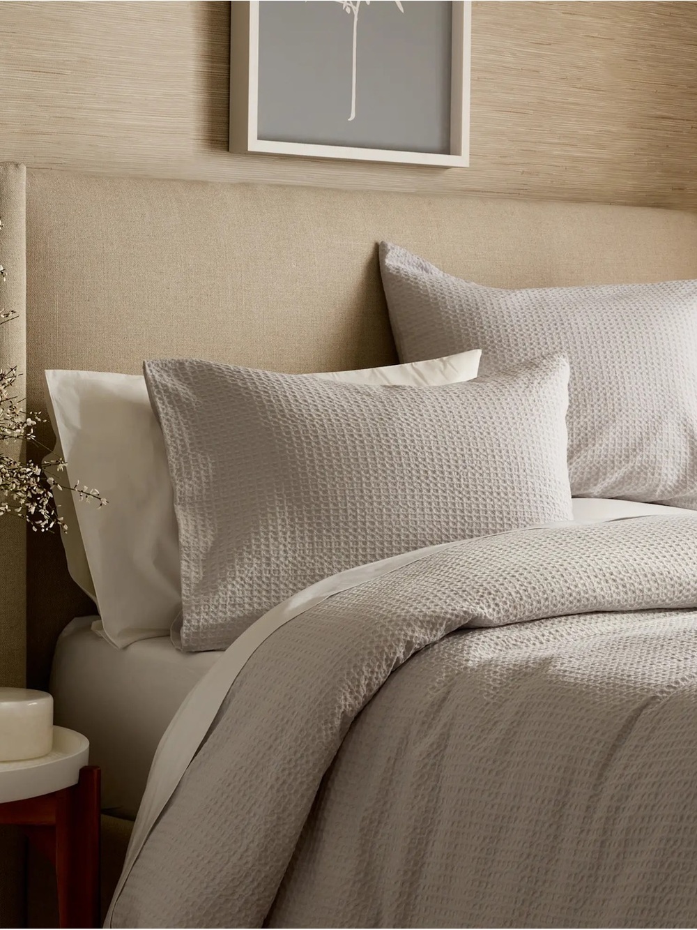 Waffle Texture Duvet Cover Set in Light Taupe - Soft Home Bedding